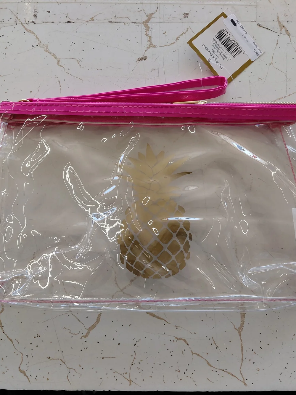 Clear Pineapple Cosmetic Pouch with Hot Pink Trim